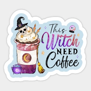 This Witch Need Coffee Sticker